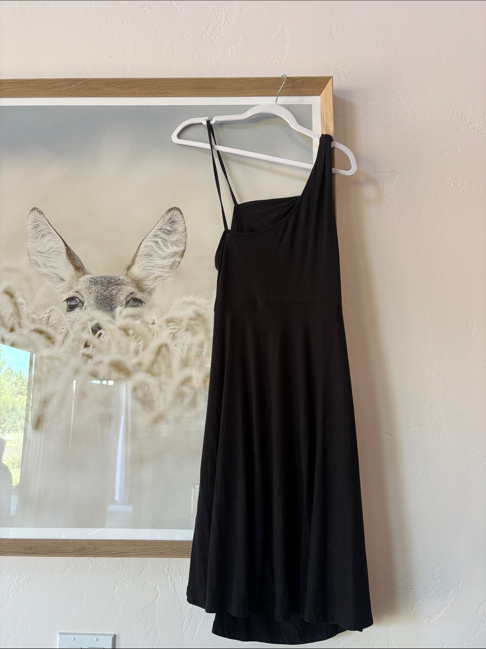 NWOT Anthropologie Women's Black One-Shoulder A-Line Dress